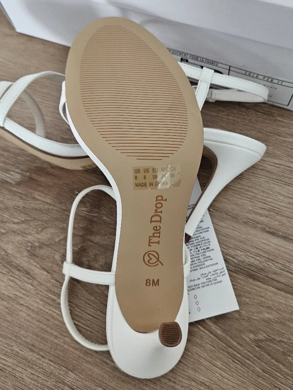 The Drop Arco White Strappy High Heel Sandals Size 8